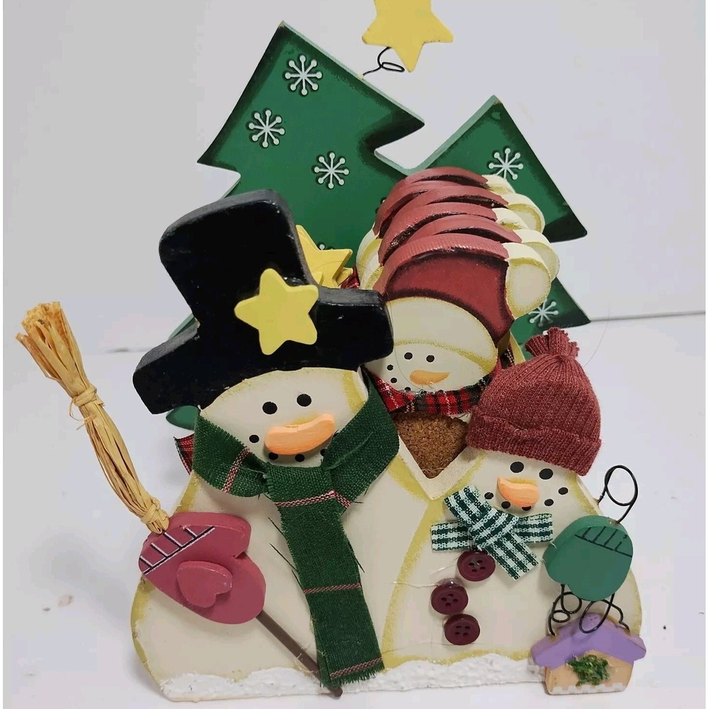 6 Handcrafted‎ Snowman Coasters In Snowman House Holder Cork Holiday Classic